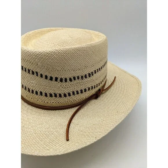 RAG & BONE Cora straw women's boater panama hat -Natural/Tan - SMALL
